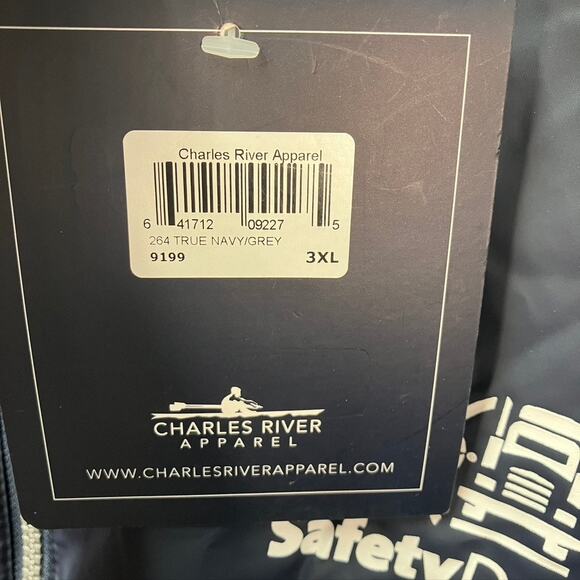 Charles River Men New Englander Rain Jacket Navy Blue 3XL Dot Safety Driven Logo - Picture 3 of 16